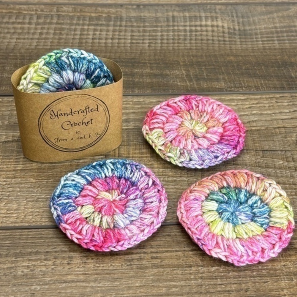 Handcrafted Crochet Face Round Makeup Remover Scrubbies Set Cotton Yarn